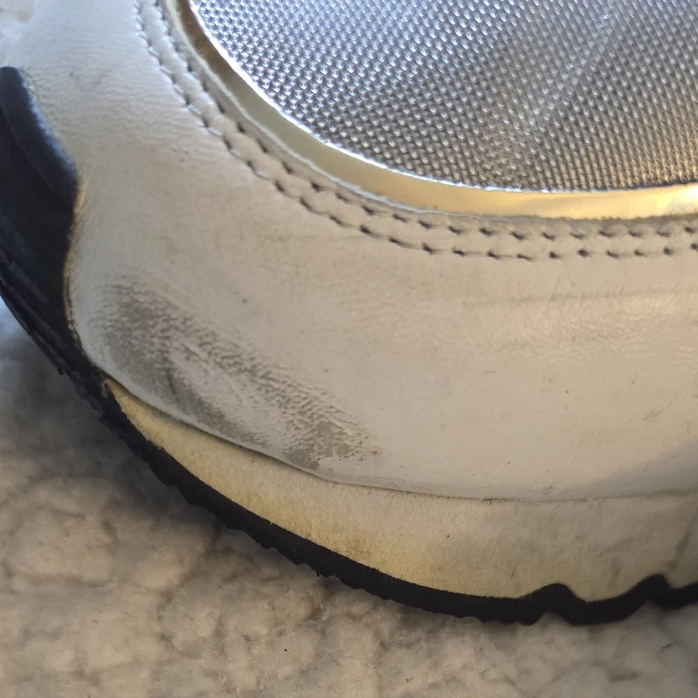 Voile Blanche Women’s White‎ Silver Leather Mesh Sneakers Size 39 Italy US 8.5/9